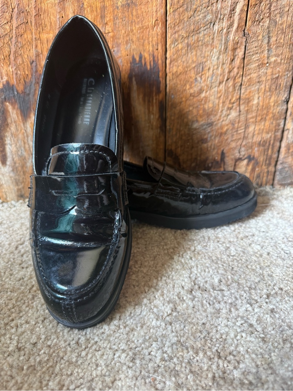 La Canadienne Black Patent Leather Loafers